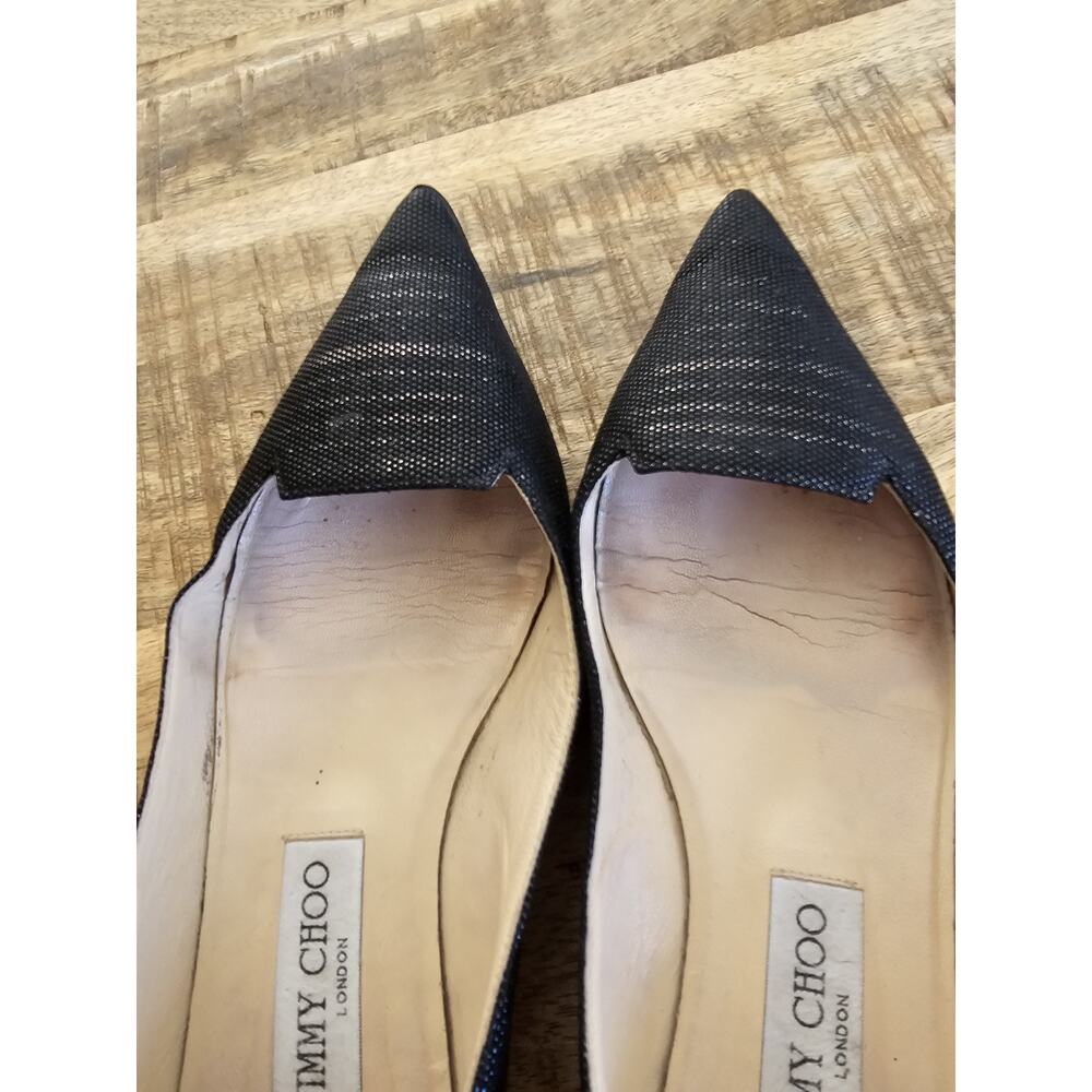 Jimmy Choo Ballet Flats Pointed Toe Women's Size 37/7 Slip On Black - Picture 14 of 16